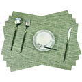 Woven Placemats Set of 4 Vinyl Heat-Resistant Table Mats Washable Kitchen Placemats for Dining Room (Grass Green) - color: Checkered: Green, size: 4 Placemats