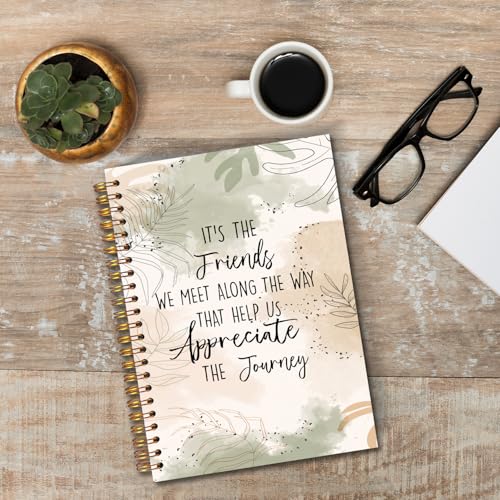 JINYO Boho Friend Gifts Notebook, Gifts for Best Friend Journal, Friendship Gift Journal, It's the Friends We Meet Along the Way That Help Us Appreciate the Journey Spiral Notebooks 5.5x8.3 Inch - color: white Boho Friend Notebook
