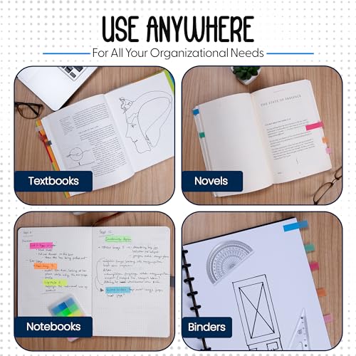 Essex Wares - 300 Pieces, 5 Bright Colors, Transparent Sticky Tabs - color: Bright Colors