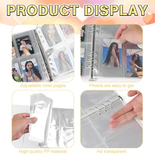 Kpop Photocard Binder, PU Leather A5 Photocard Holder with 200 Pocket, K-Pop Korean Pop Photocard Holder Binder Book, 4 Photo Style Photo Card Album Trading Cards Organizer(White) - color: White