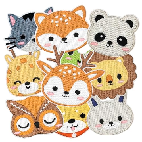 10 Pcs Cute Animals Iron on Embroidered Patches, Mixed Animals Sew on Applique Patches, Clothes Backpacks Hats Pants Jackets Jeans Decoration, DIY Accessories - color: 10 Cartoon Animal