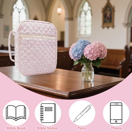 Bible Cover Case For Women,Large Bible Bag with Study Supplies,Quilted Bible Carrying Case for Girls,Portable Bible Case with Highlighter, Pens,Tabs,Bible Study Gifts for Women - size: Style C