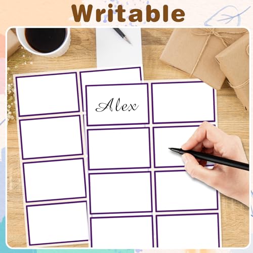 Starboling Name Tag Stickers, 200 Pcs 3"x2" Deep Purple Plain Name Tag Stickers with Colorful Border, for Office, Meeting, School and Home - color: Deep Purple Rectangle