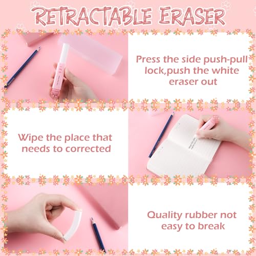 8 Pcs Cute Cat Paw Stationery Set Kawaii School Office Supplies Including Eraser Correction Tape Highlighters Sticky Notes Ruler for Cat Lovers Students (Pink) - style: Style D (Pink)