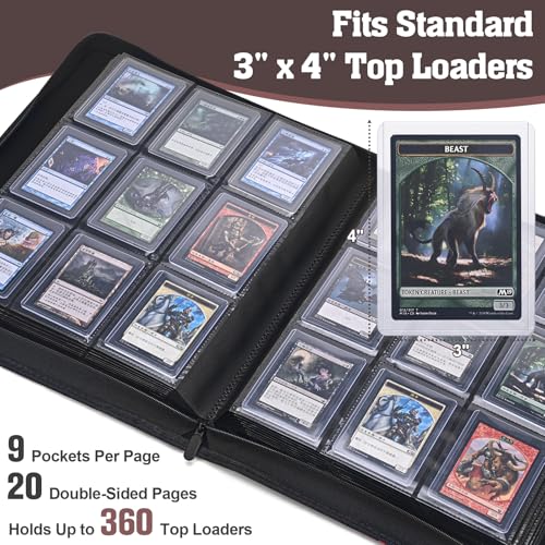 Top Loader Binder, 9-Pocket Trading Card Album, Holds 360 Top Loaders - color: Brown Star Fuzzball