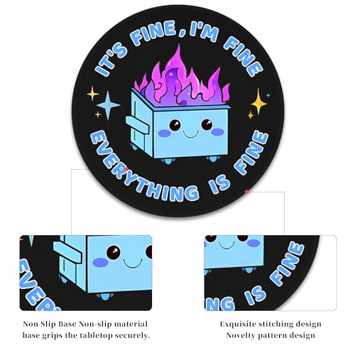 Hancynir Dumpster on Fire Round Mouse Pad, Small Mousepad for Office Desk - color: Blue Dumpster