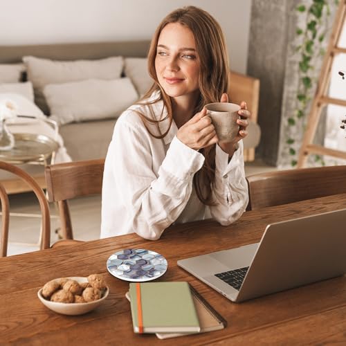 Drinks Coasters Set of 4, Marble Pattern Round 4" Cup Coasters, Absorbent Ceramic Stone Coasters with Cork Base, Cute Coasters for Table Home Décor, Ideal Gifts for Women Men - color: Marble Pattern