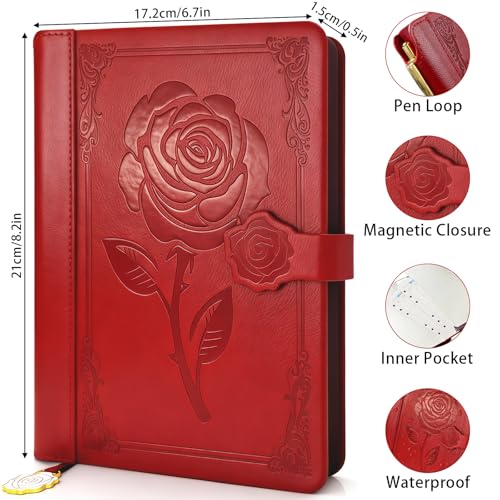 Aocii leather Journal for Women, A5 lined Daily Journals Notebook - color: burgundy