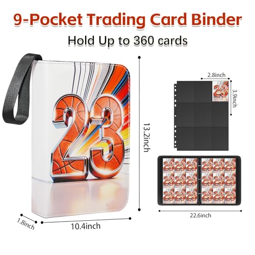 9 Pocket Trading Card Binder, 3-Ring Card Album - color: White, size: Large