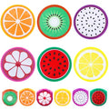 CroBlissful 6 Pcs Foldable Flying Fans 9.84'' Fruit Folding Fan Round