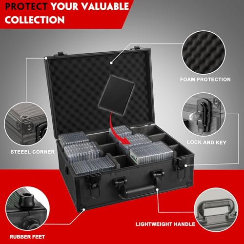 Graded Card Storage Box, 6 Row black Hard Slab Case Trading Card Holder