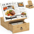 Cookbook Stand-Wooden Recipe Card Holder Box Kitchen Counter - color: Wood,large