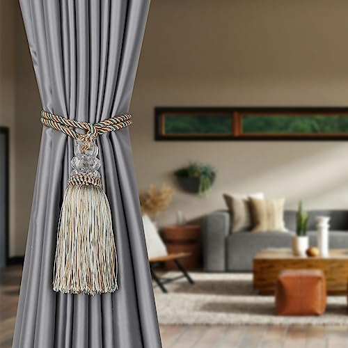 2 Pack Curtain Tiebacks with Tassel, Mix Blue - color: Mix Blue, size: 2