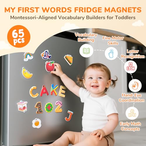 JoyCat Magnetic Letters and Numbers, Object Fridge Magnets for Kids, 65 PCS - style: Objects+Letters+Numbers