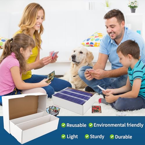 8 Pack Trading Card Storage Box, 2340 Count Card Storage Box White Sports Cards Organizer Box Trading Cards Box for Storing Protecting and Organizing Soccer Basketball Game Cards - style: 8 Set-1