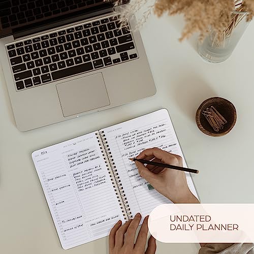 Beautiful Daily Planner And Notebook With Hourly Schedule - Spiral Notebook - color: sage green