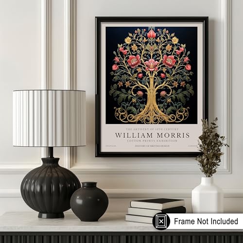 Poster Master Tree of Life Print - William Morris Poster - Flower & Tree Illustration - Botanical Exhibition Wall Design - Floral Artwork - Aesthetic Decor - 8x10 UNFRAMED Wall Decor - color: Style-03, size: 8"L x 10"W