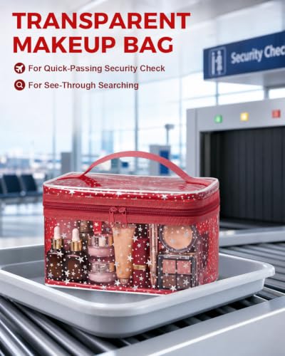 Star Clear Makeup Bag, Waterproof Travel Cosmetic Bag Toiletry bag,Red - color: Red