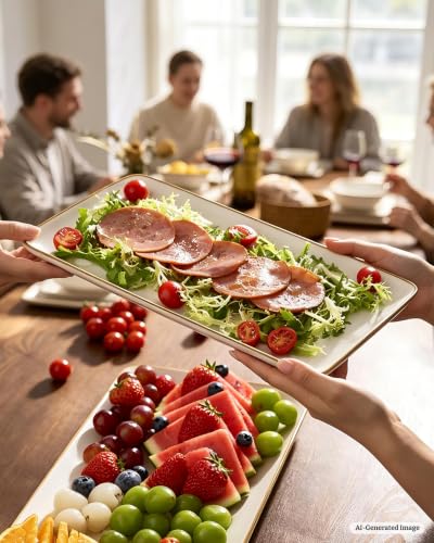 Famiware Serving Platters Set of 3 Sizes - Rectangular, Matte White - color: Matte White