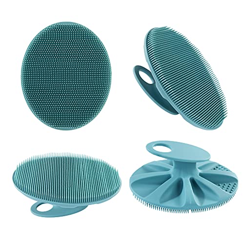 INNERNEED Silicone Body Cleansing Brush Exfoliating Scrubber, Green+Pink - color: Pink+dark Green