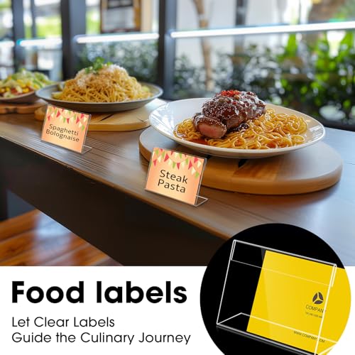 20 PCS 3.5 x 2.5 inch Small Acrylic Sign Holder, Mini Acrylic Food Signs Labels for Party Buffet, Retail Price Display Holder, Clear Plastic Counter Top Stand for Place Cards, Name Card, Wedding Signs - size: 20 PCS 3.5" X 2.5"(9X6)