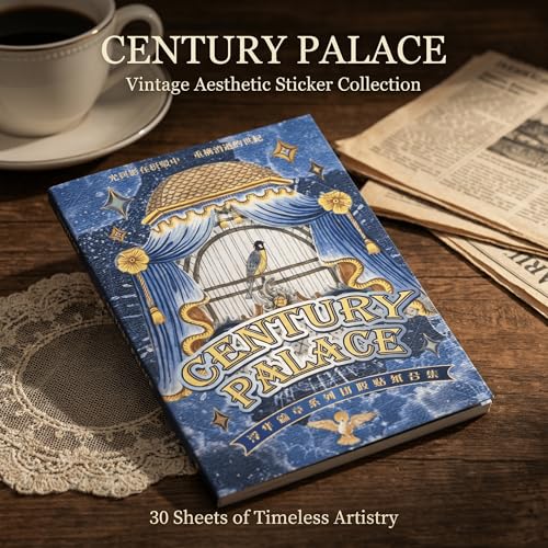 Aesthetic Sticker Book, 30 Sheets Matte & Tactile Finish - Vintage Journaling Scrapbooking Supplies - Premium Die-Cut Stickers for Adults, Crafts, Journaling, Scrapbooking, Planners & DIY Projects - color: Blue Extravagance