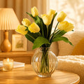 10 Stems 14 Inch Tulips Artificial Flowers Realistic Faux Flowers - color: Yellow