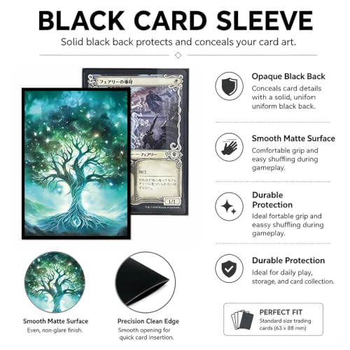 100 PCS TCG/MTG Card Sleeves, Matte Back Anti-Slip & Easy Shuffling Applicable to OCG CCG DTCG PTCG, 2.6 x 3.6 in Standard Size Cards (Tree) - color: Tree