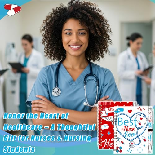 Resurhang Gifts Bulk Spiral Notebook Ballpoint Pens, Nurse Day - style: Nurse Day