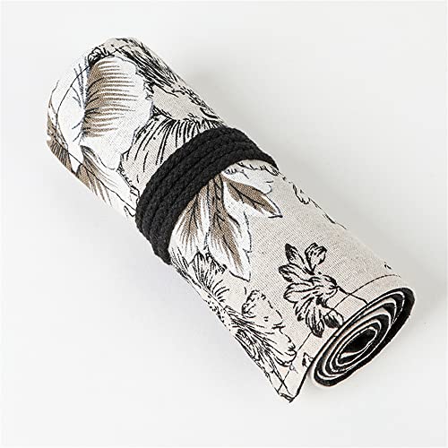 DIYOMR 24/36/72 Slots Pencil Wrap Pencil Rolls, Artist Colored Pencils Roll Up Bag Short Brushes Pouch Case Pencils Organizer for Drawing Coloring and Sketching,No Pencils (Peony Flower, 24slots) - color: Peony Flower, size: 24slots