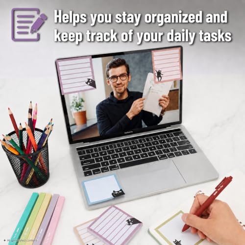Mr. Pen- Black Cat Sticky Notes Set, 3" x 3", 6 Pads, 480 Sheets - color: Vintage, size: 6 Pads