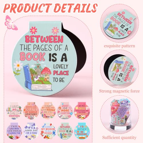 AmazingSpark 50 Pcs Magnetic Bookmarks for Reading, Flower - style: Flower