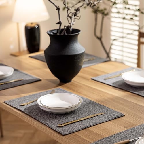 Demetex Placemats Table Mats Set of 4 Heat Resistant Washable Cloth Place Mats for Dining Table Holiday, Dark Grey - color: Dark Grey, size: Placemats set of 4