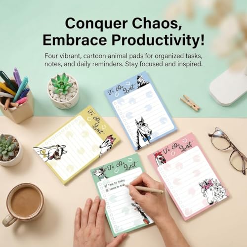 4 Pads Horse Cute Sticky Notes 4x6 Funny Post it Notes Animal Stationary - color: Horse