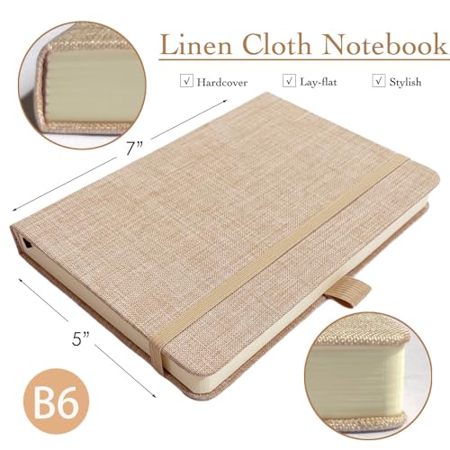 Linen Notebook, College Ruled, Hardcover, Lay Flat, B6, Small, 5x7, Thick, 100gsm, Pink, Journal for Writing - color: B6-Minimalism Pink