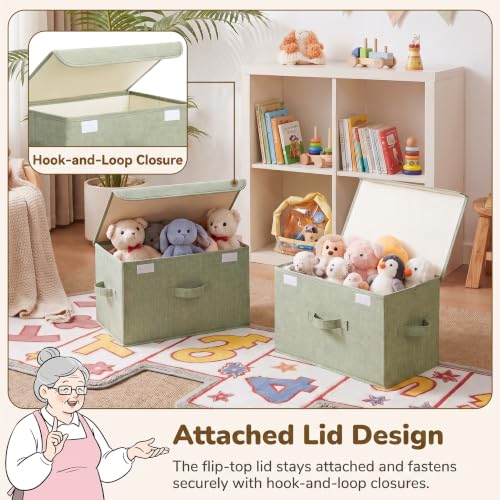 GRANNY SAYS Memory Keepsake Storage Box, Fabric Storage Bins with Lids - color: Sage Green, size: Large