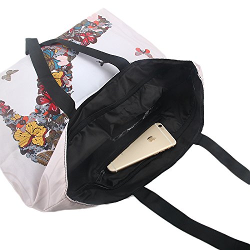 Beach Tote Bags Travel Shopping Bag With Zippered for Women - color: Sb-2097