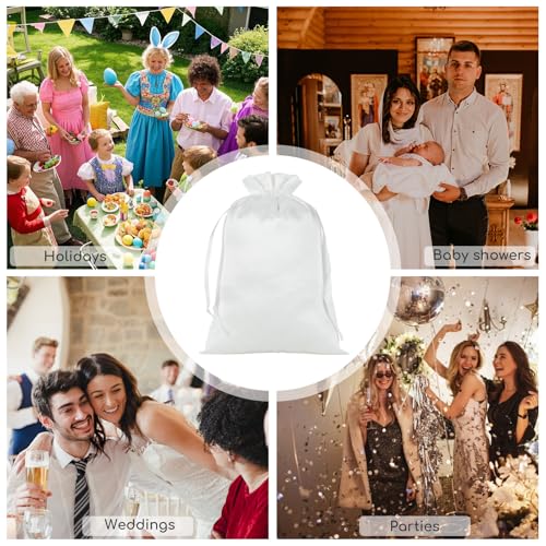30Pcs Satin Gift Bags, 6x9 White Cloth Drawstring Pouch - color: White, size: 6×9 in