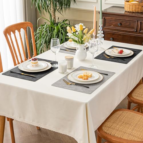 Romanstile Vinyl Placemats Set of 6, Reversible Faux Leather Wipeable Table Mats - color: Grey-light Grey, size: PCS4