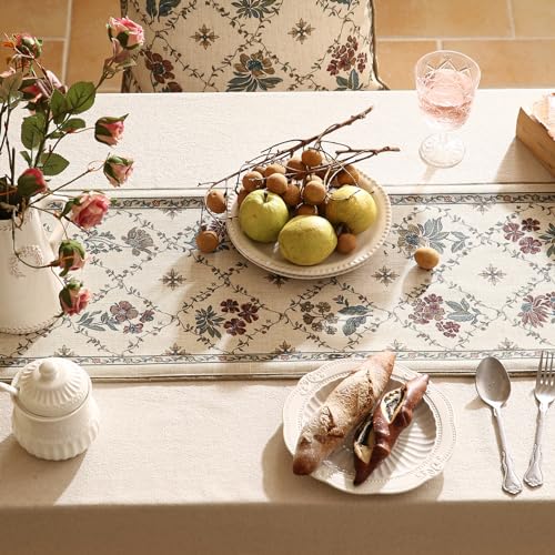 Patdrea Designer French Elegant Linen Table Runner,12"X118"-Audrey A - color: Audrey a Linen, size: 12"*118"