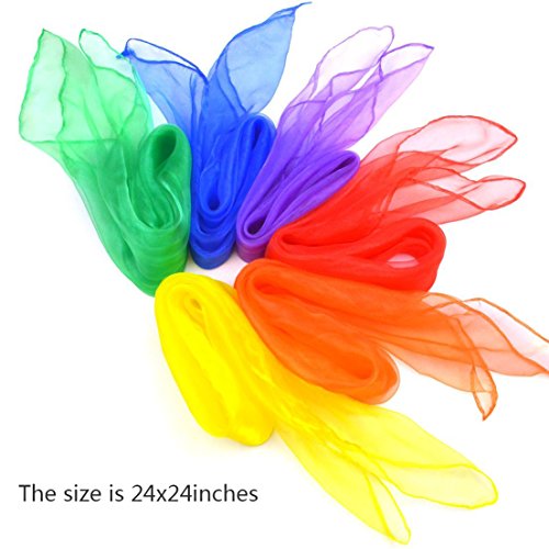 Jmkcoz 12pcs Square Juggling Silk Dance Scarves Magic Tricks Performance Props Accessories Movement Scarves Rhythm Band Scarf - color: Multicolor