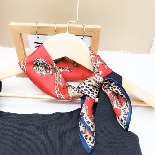 100% Mulberry Silk Neck Scarf for Women Square Neckerchief – 21 inch - color: Red