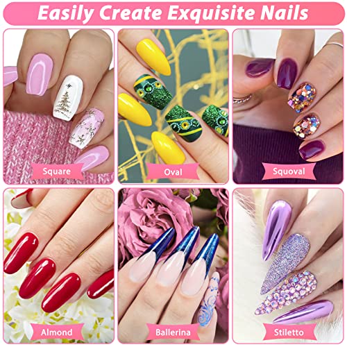 600PCS Clear Coffin Nail Tips Set Qinzave Clear Acrylic Nail Tips with Nail Glue Coffin Nails Full Cover with Nail Display Stand, Cuticle Nail Pusher Remover, Nail Files Buffer - color: Full Cover Nail Tips Set