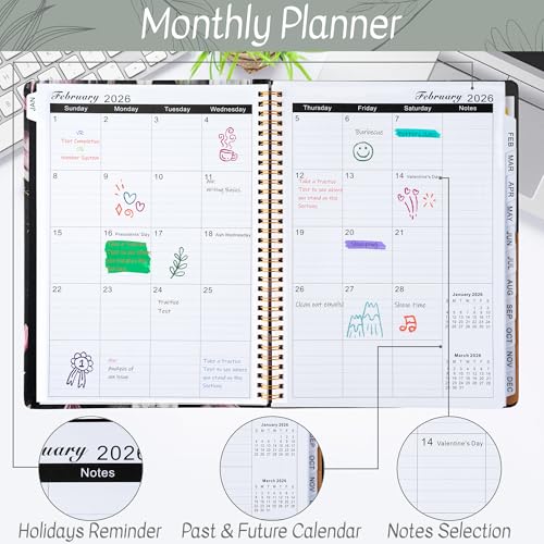 Xqumoi 2026 A4 Planner - A Fucking 2026 Weekly and Monthly Planner Dark Romance Writing Notebooks, Jan. 2026 - Dec. 2026, Hardcover Calendar with Tabs Stickers Back Pocket Twin-Wire Binding - color: Purple and Black 2026, size: A4