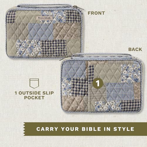 Bella Taylor Small Bible Cover, Quilted Bible Case, Khaki Patchwork - color: Khaki Patchwork, size: Small