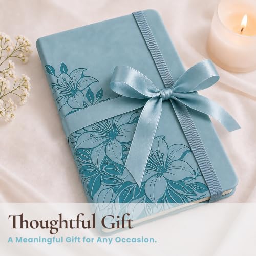 Lined Journal Notebook Hardcover Leather Bound 200 Pages A5 Blue Cute Diary - color: Light Blue, size: A5 200 Pages
