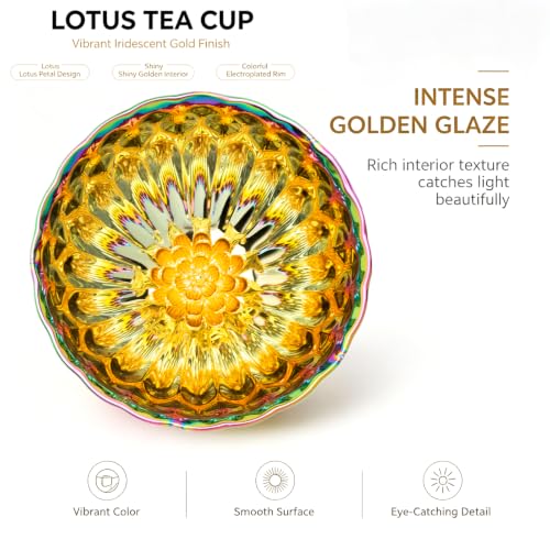 Jianzhan Tenmoku Tea Cup with Lotus, 5 oz