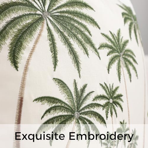 Palm Tree Embroidered Throw Pillow Covers 18x18 Pack of 2 - color: Tropical Palm Trees Green