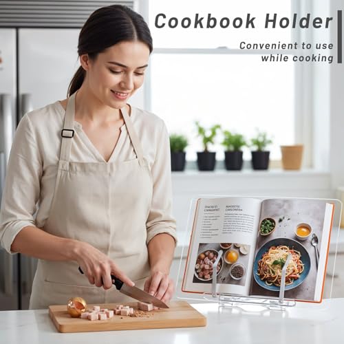 Acrylic Cookbook Holder, 13.3x9.4 Inch Ergonomic Book Display Stand
