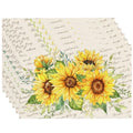 Spring Summer Sunflower Floral Placemats Set of 6 12x18 Inch - color: Cream Beige, size: Set of 6